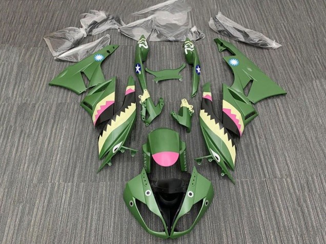 2009-2012 Kawasaki ZX6R Motorcycle Fairings - Yellow Pink Matte Green Shark UK