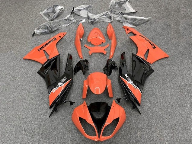 2009-2012 Kawasaki ZX6R Motorcycle Fairing - Orange Glossy Black UK