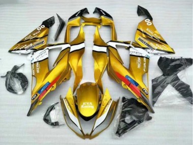 Best 2013-2018 Kawasaki ZX6R Motorcycle Fairings - Gold White Black UK