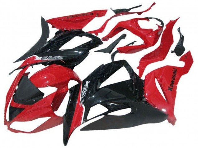 2013-2018 Kawasaki ZX6R Motorcycle Fairing - Red Glossy Black UK