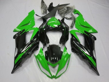 Best 2013-2018 Kawasaki ZX6R Motorcycle Fairing - Green Glossy Black UK
