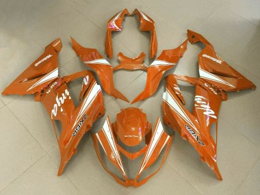 Best 2013-2018 Kawasaki ZX6R Motorcycle Fairings - Orange White UK