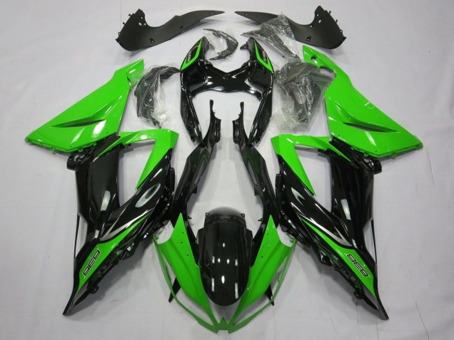 2013-2018 Kawasaki ZX6R Motorcycle Fairings - Green Glossy Black UK