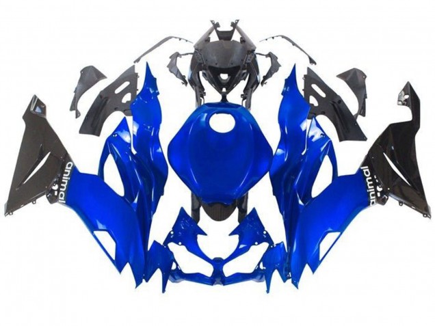 2019-2022 Kawasaki ZX6R Motorcycle Fairings - Blue Glossy Black UK