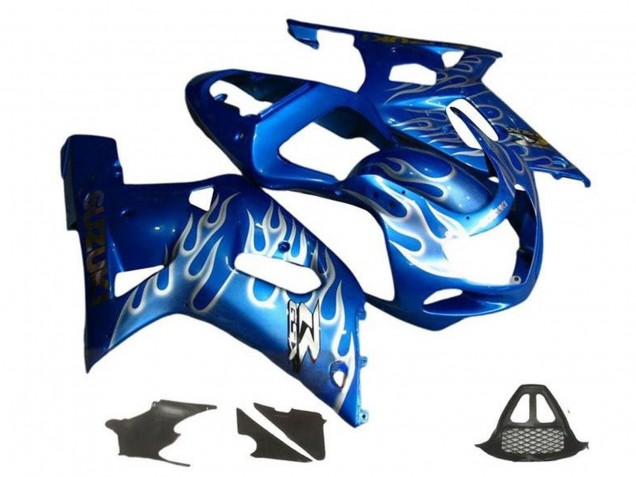 2000-2002 Suzuki GSXR1000 Motorcycle Fairings - Blue White Flame UK