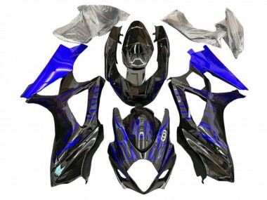 Best 2005-2006 Suzuki GSXR 1000 Motorcycle Fairings - Black Blue Flame UK