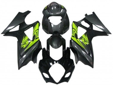 Best 2007-2008 Suzuki GSXR 1000 Motorcycle Fairings - Black Neon Yellow UK