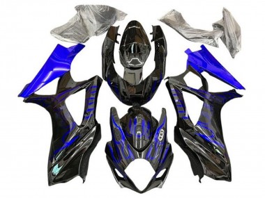 Best 2007-2008 Suzuki GSXR 1000 Motorcycle Fairings - Black Blue Flame UK