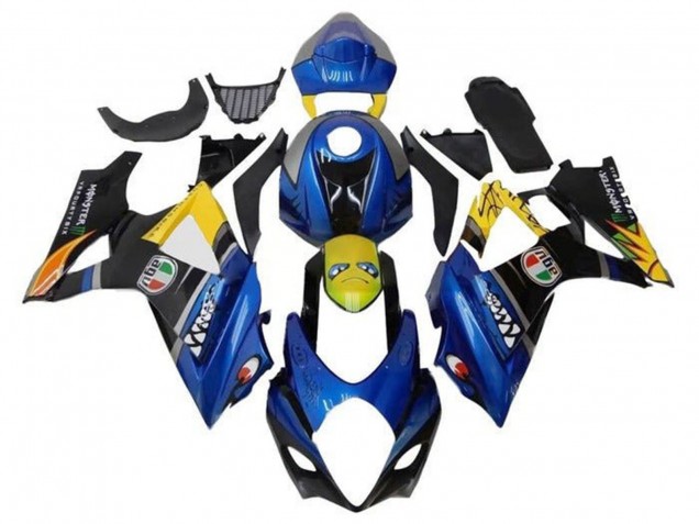 2007-2008 Suzuki GSXR 1000 Motorcycle Fairings - Blue Yellow Black Shark UK