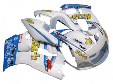Best 1996-2000 Suzuki GSXR 600 / GSXR 750 Motorcycle Fairings - White Blue Yellow Rizla UK