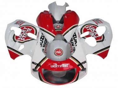 Best 1996-2000 Suzuki GSXR 600 / GSXR 750 Motorcycle Fairings - White Red Lucky Strike UK