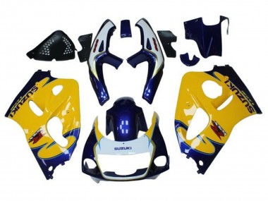 Best 1996-2000 Suzuki GSXR 600 / GSXR 750 Motorcycle Fairings - Yellow Blue Tribal UK