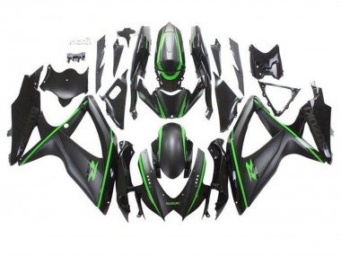 Best 2008-2010 Suzuki GSXR 600 / GSXR 750 Motorcycle Fairings - Matte Black Green Stripe UK