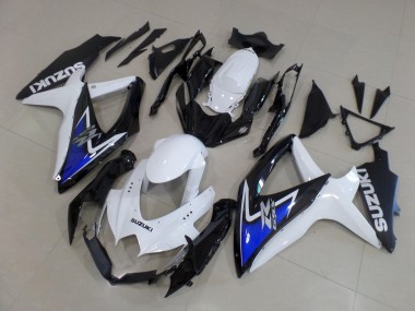 Best 2008-2010 Suzuki GSXR 600 / GSXR 750 Motorcycle Fairings - White Blue Glossy Black UK