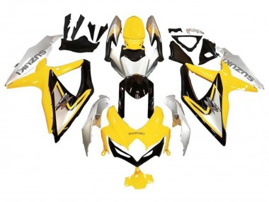 Best 2008-2010 Suzuki GSXR 600 / GSXR 750 Motorcycle Fairings - Silver Yellow Glossy Black UK