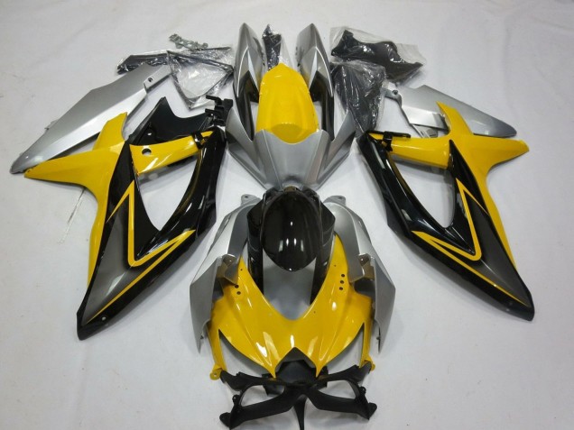 2008-2010 Suzuki GSXR 600 / GSXR 750 Motorcycle Fairings - Yellow Silver Grey Black UK