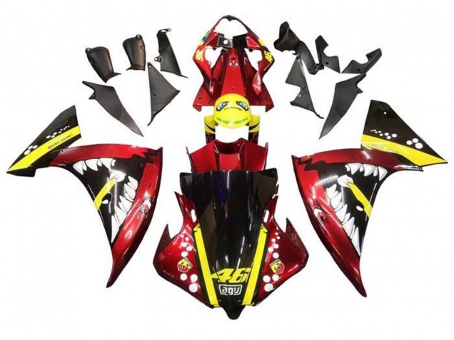 2009-2011 Yamaha YZF 1000 R1 Motorcycle Fairings - Red Yellow Black Shark UK