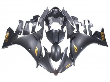 Best 2009-2011 Yamaha YZF 1000 R1 Motorcycle Fairings - Matte Black Gold Decals UK