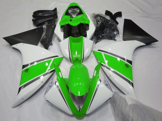 2009-2011 Yamaha YZF 1000 R1 Motorcycle Fairings - White Green Matte Black UK