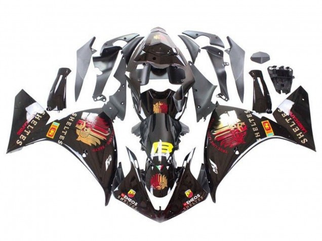 2012-2014 Yamaha YZF 1000 R1 Motorcycle Fairings - Glossy Black Red Yellow Sheltes UK