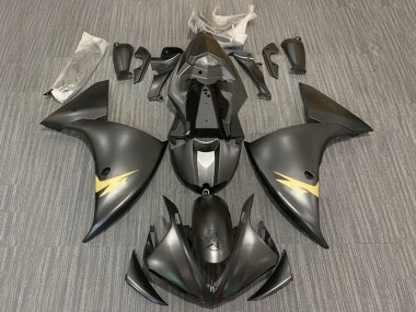 Best 2012-2014 Yamaha YZF 1000 R1 Motorcycle Fairings - Matte Black Gold UK