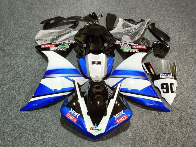 2012-2014 Yamaha YZF 1000 R1 Motorcycle Fairings - White Blue Black Fimer Yamalube 90 UK