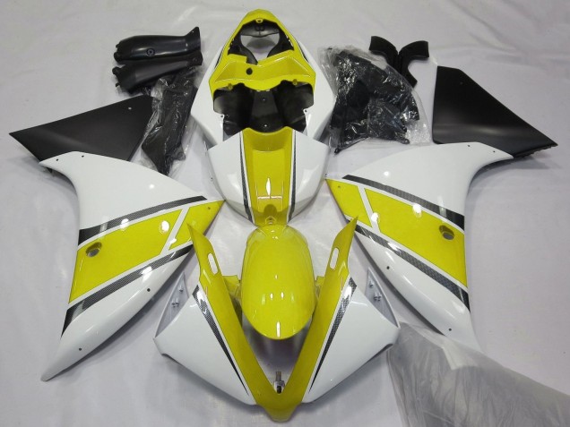 2012-2014 Yamaha YZF 1000 R1 Motorcycle Fairings - White Yellow Matte Black UK