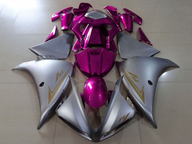Best 2012-2014 Yamaha YZF 1000 R1 Motorcycle Fairings - Matte Silver Pink UK