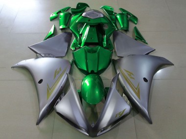 Best 2012-2014 Yamaha YZF 1000 R1 Motorcycle Fairings - Matte Silver Green UK