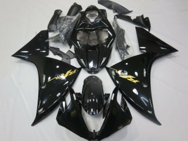 Best 2012-2014 Yamaha YZF 1000 R1 Motorcycle Fairings - Glossy Black Gold Decals UK