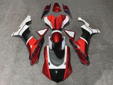 Best 2015-2019 Yamaha YZF 1000 R1 Motorcycle Fairings - White Red Faux Carbon Fiber UK