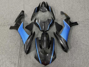 Best 2015-2019 Yamaha YZF 1000 R1 Motorcycle Fairings - Faux Carbon Fiber Light Blue UK