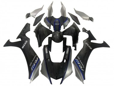 Best 2020-2025 Yamaha YZF 1000 R1 Motorcycle Fairings - Faux Carbon Fiber Silver Blue UK