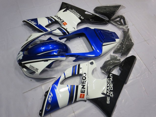 1998-1999 Yamaha YZF 1000 R1 Motorcycle Fairings - White Blue Glossy Black ENEOS Semakin Didepan UK