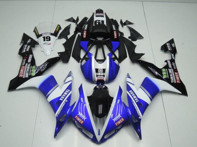 2004-2006 Yamaha YZF 1000 R1 Motorcycle Fairings - Blue White Black Fimer Yamalube UK