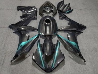 Best 2004-2006 Yamaha YZF 1000 R1 Motorcycle Fairings - Carbon Fiber Style Teal Green UK