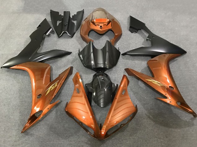 2004-2006 Yamaha YZF 1000 R1 Motorcycle Fairings - Orange Faux Carbon Fiber Matte Black UK