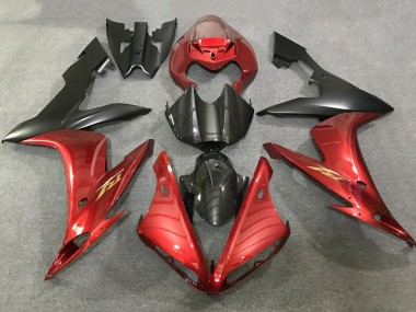 Best 2004-2006 Yamaha YZF 1000 R1 Motorcycle Fairings - Red Faux Carbon Fiber Matte Black UK