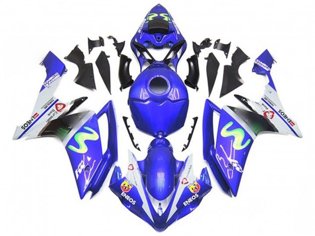 2007-2008 Yamaha YZF 1000 R1 Motorcycle Fairings - Blue White Green ENEOS UK