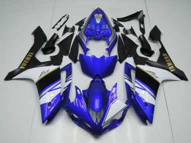 Best 2007-2008 Yamaha YZF 1000 R1 Motorcycle Fairings - Blue White Black Gold Decal UK
