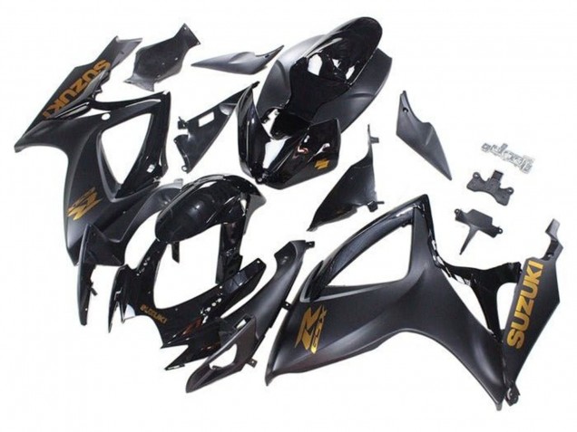 2006-2007 Suzuki GSXR 600 / GSXR 750 Motorcycle Fairings - Matte Black Glossy Black Gold UK