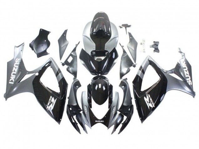 2006-2007 Suzuki GSXR 600 / GSXR 750 Motorcycle Fairings - Silver Glossy Black White UK