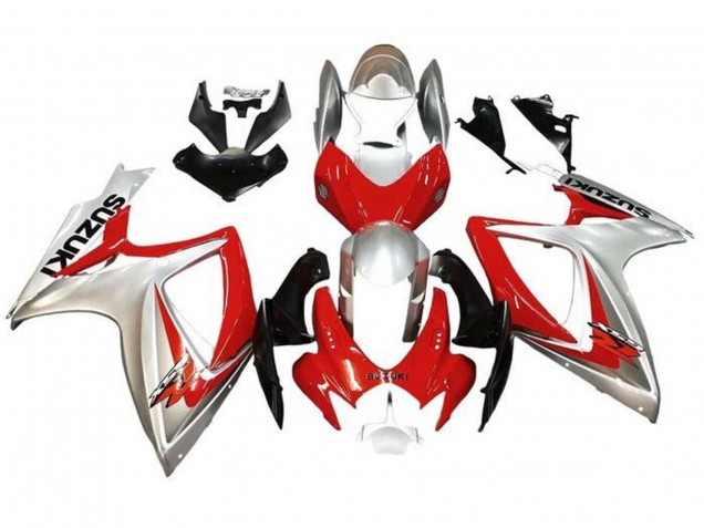 2006-2007 Suzuki GSXR 600 / GSXR 750 Motorcycle Fairings - Silver Red Black UK