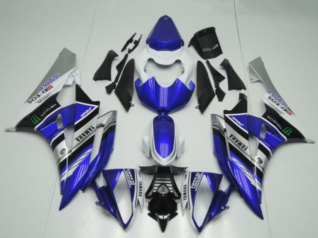 2006-2007 Yamaha YZF R6 Motorcycle Fairings - White Blue Silver Black ENEOS Monster UK