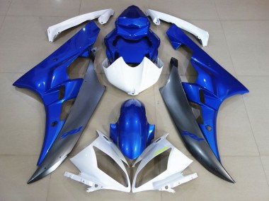 Best 2006-2007 Yamaha YZF R6 Motorcycle Fairings - White Blue Matte Black UK