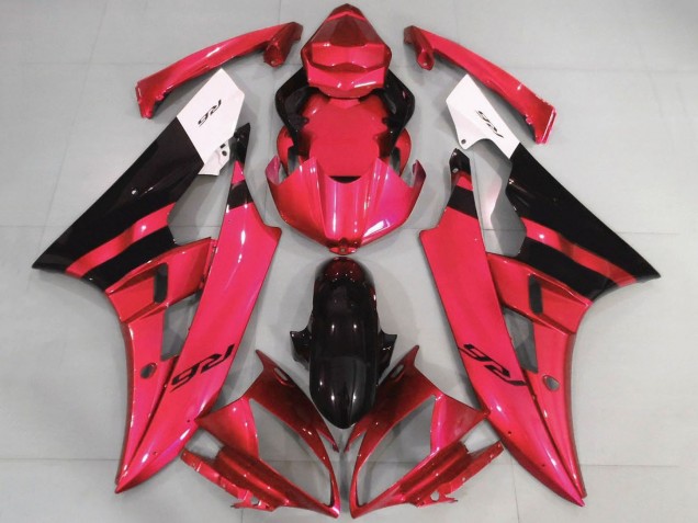 2006-2007 Yamaha YZF R6 Motorcycle Fairings - White Red Glossy Black UK