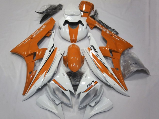 2006-2007 Yamaha YZF R6 Motorcycle Fairings - White Orange UK