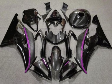 Best 2008-2016 Yamaha YZF R6 Motorcycle Fairings - Black Carbon Fiber Style Purple UK