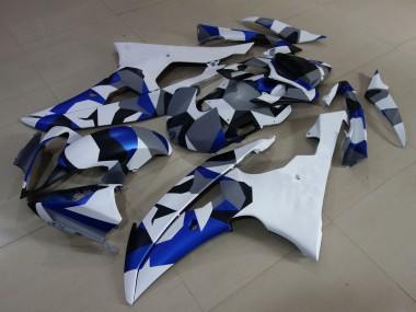 Best 2008-2016 Yamaha YZF R6 Motorcycle Fairings - White Blue Grey Camouflage UK