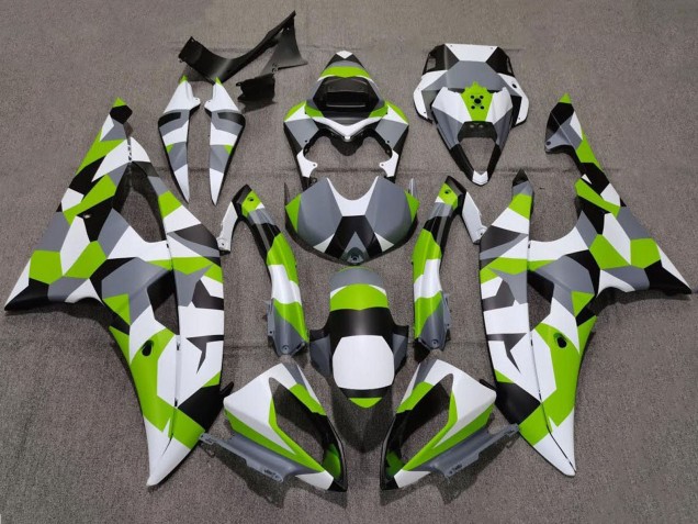 2008-2016 Yamaha YZF R6 Motorcycle Fairings - White Green Grey Black Camouflage UK